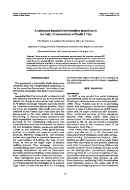 A Carbonate-Banded Iron Formation Transition in the Early Protorezoicum of South Africa