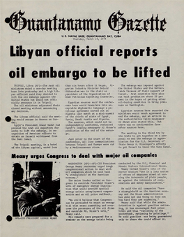 Libyan Official Reports Oil Embargo to Be Lifted