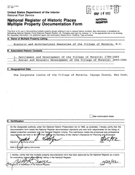 National Register of Historic Places NATIONAL Multiple Property Documentation Form
