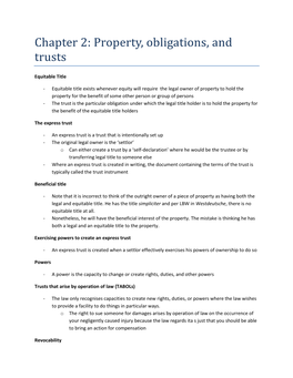 Chapter 2: Property, Obligations, and Trusts