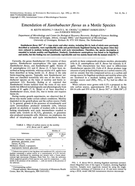 Emendation of Xanthobacter Flavus As a Motile Sdecies