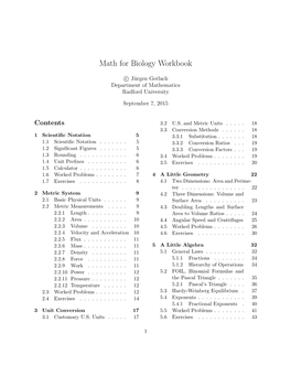 Math for Biology Workbook