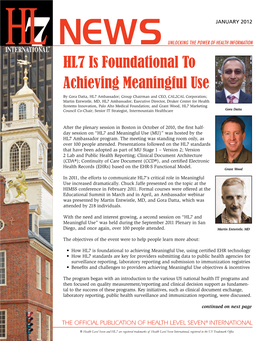 HL7 Is Foundational to Achieving Meaningful