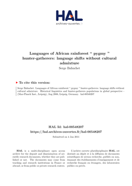 Languages of African Rainforest `` Pygmy
