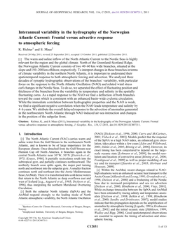 Interannual Variability in the Hydrography of the Norwegian Atlantic Current: Frontal Versus Advective Response to Atmospheric Forcing K