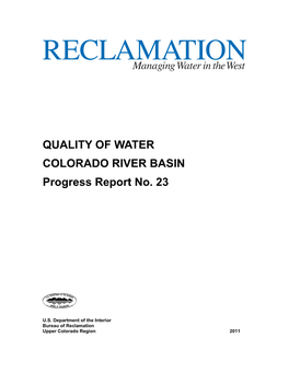 QUALITY of WATER COLORADO RIVER BASIN Progress Report No. 23