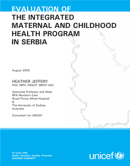 Evaluation of the Integrated Maternal and Childhood Health Program in Serbia