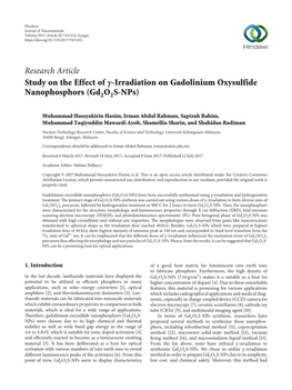 Irradiation on Gadolinium Oxysulfide Nanophosphors (Gd2o2s-Nps)