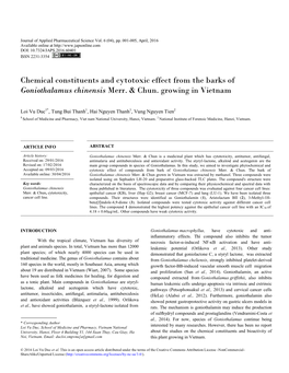 Chemical Constituents and Cytotoxic Effect from the Barks of Goniothalamus Chinensis Merr. & Chun. Growing in Vietnam