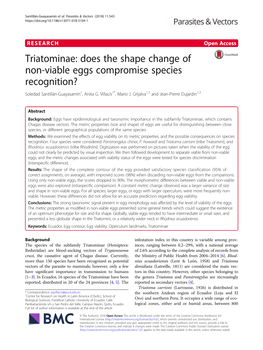 Triatominae: Does the Shape Change of Non-Viable Eggs Compromise Species Recognition? Soledad Santillán-Guayasamín1, Anita G