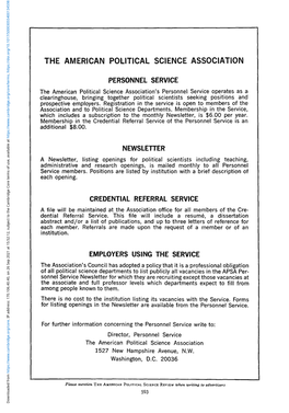 Credential Referral Service of the Personnel Service Is An