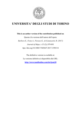 Universita' Degli Studi Di Torino