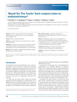 'Blood on the Tracks' from Corpora Lutea to Endometriomas*