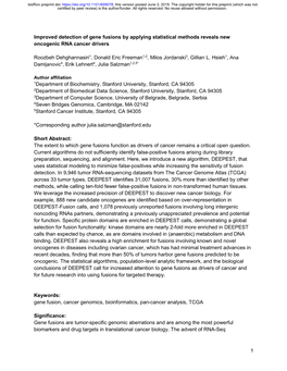 Improved Detection of Gene Fusions by Applying Statistical Methods Reveals New Oncogenic RNA Cancer Drivers