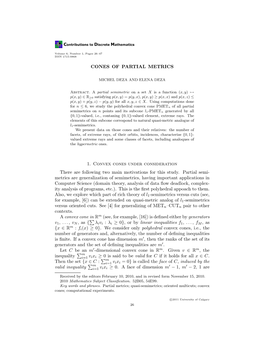 CONES of PARTIAL METRICS 1. Convex Cones Under