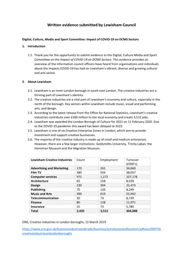 Written Evidence Submitted by Lewisham Council