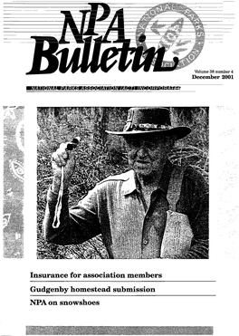 Insurance for Association Members Gudgenby Homestead Submission NPA on Snowshoes NPA BULLETIN Volume38number4 December 2001