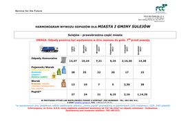 Harmonogram Odbioru Odpadów W Gm. Sulejów Lipiec-Grudzień 2017R