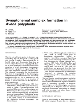 Synaptonemal Complex Formation in Avena Polyploids