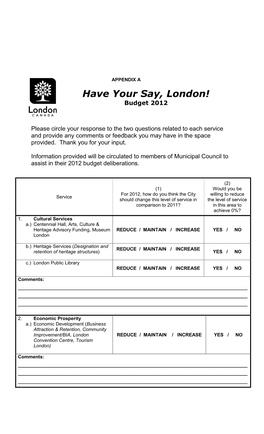 Have Your Say, London! Budget 2012