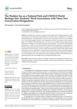 The Wadden Sea As a National Park and UNESCO World Heritage Site: Students’ Word Associations with These Two Conservation Designations