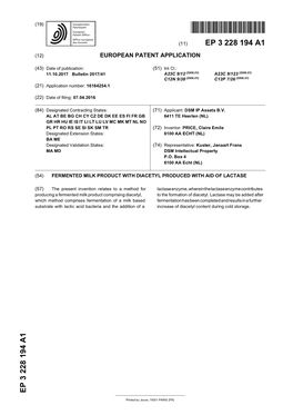 Fermented Milk Product with Diacetyl Produced with Aid of Lactase