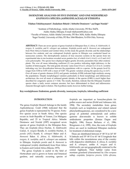 Isoenzyme Analysis of Five Endemic and One Widespread Kniphofia Species (Asphodelaceae) of Ethiopia