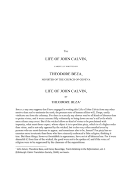 Life of John Calvin, Theodore Beza, Life