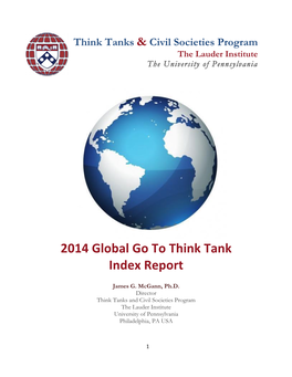 2014 Global Go to Think Tank Index Report