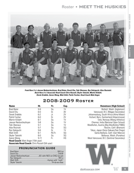 2008-2009 Roster Roster • MEET the HUSKIES