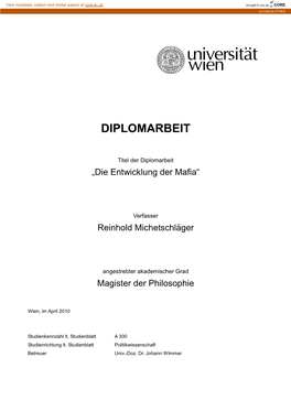 Diplomarbeit Die Entwicklung Der Mafia Reinhold Michetschläger