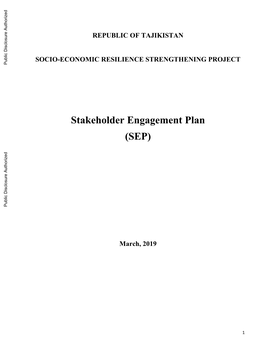 Stakeholder Engagement Plan (SEP)