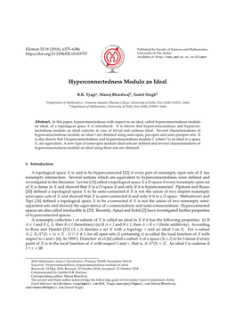 Hyperconnectedness Modulo an Ideal