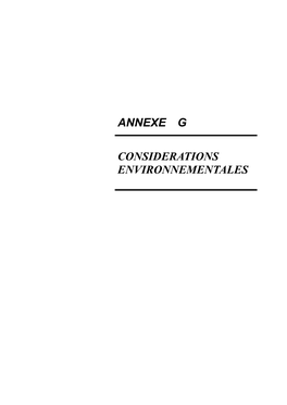 Annexe G Considerations Environnementales