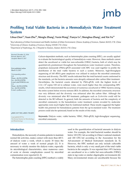 Profiling Total Viable Bacteria in a Hemodialysis Water Treatment