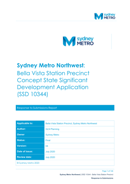 Sydney Metro Northwest: Bella Vista Station Precinct Concept State Significant Development Application (SSD 10344)