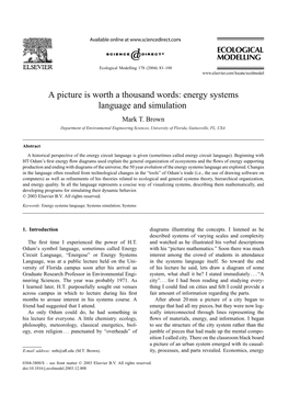 A Picture Is Worth a Thousand Words: Energy Systems Language and Simulation Mark T