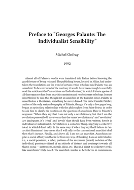 Georges Palante: the Individualist Sensibility”