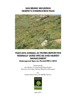 San Bruno Mountain Habitat Conservation Plan Year