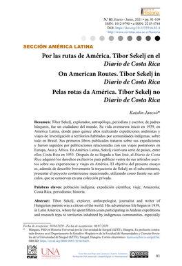 Por Las Rutas De América. Tibor Sekelj En El Diario De Costa Rica on American Routes