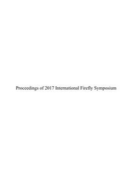 Proceedings of 2017 International Firefly Symposium