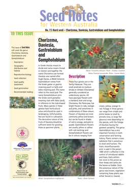 Hard Seed : Chorizema, Daviesia, Gastrolobium and Gompholobium1