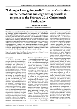 Teachers' Reflections on Their Emotions and Cognitive Appraisals In