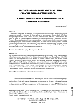 O Retrato Social Da Galiza Através Da Poesia: Literatura Galega No “Rexurdimento”
