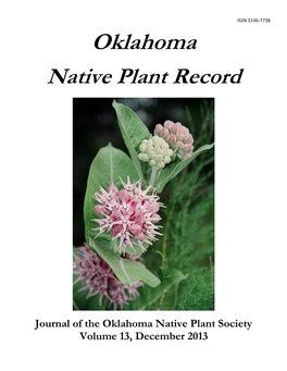 Oklahoma Native Plant Record, Volume 13, Number 1, December