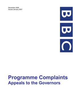 Programme Complaints Appeals to the Governors