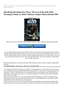 Download Star Wars: the Last of the Jedi: Dark Warning (Volume 2): Book 2 (Disney Chapter Book (Ebook)) PDF