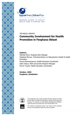 Community Involvement for Health Promotion in Ferghana Oblast