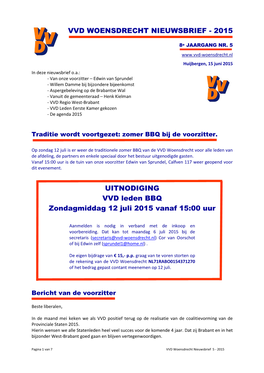 Vvd Woensdrecht Nieuwsbrief - 2015