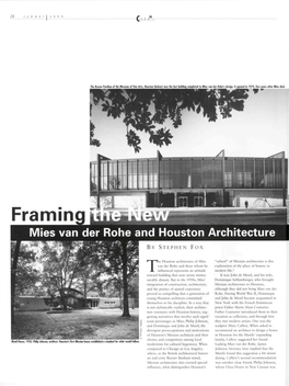 Framing the New: Mies Van Der Rohe and Houston Architecture